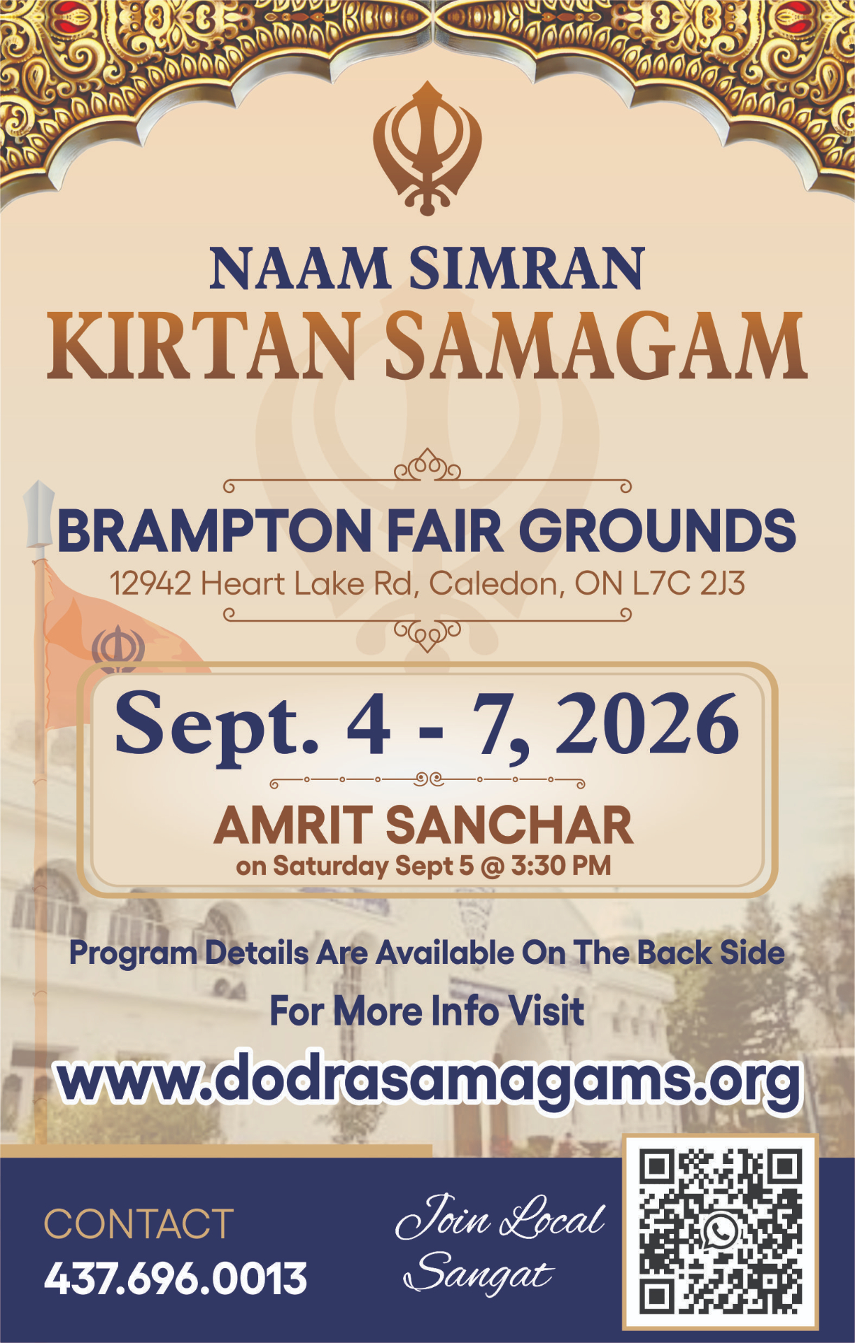 Naam Simran Kirtan Samagam flyer — front